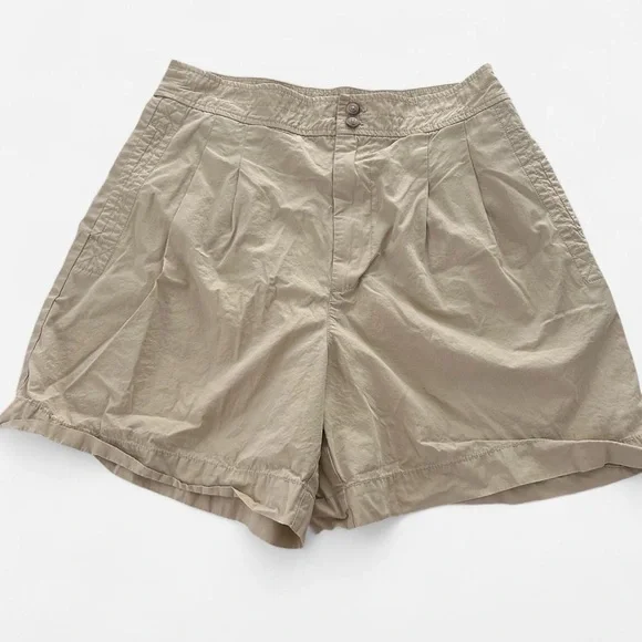 Madewell light khaki chino style 100% pleated long shorts high rise sz 8 - Picture 2 of 7